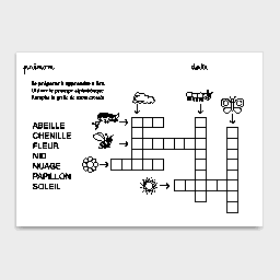 La fiche de mots croisés de Printemps.